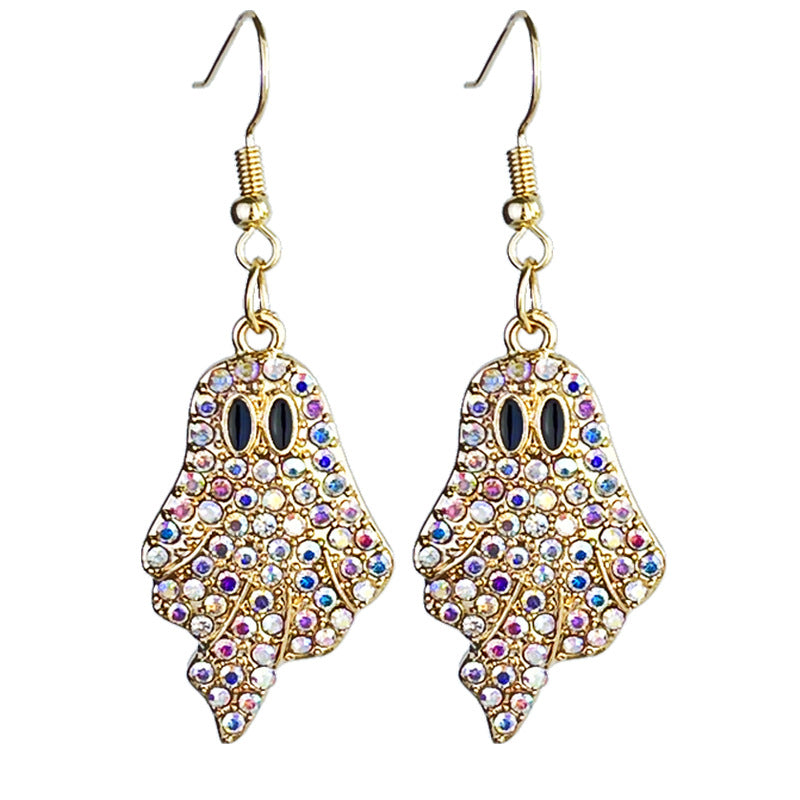Wholesale 2 Pairs/pack Halloween Pumpkin Ghost Diamond Earrings